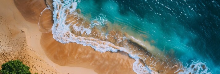 Serenity Found: Aerial View of a Pristine Beach Generative AI