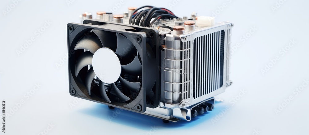 Aufkleber A computer power supply cooler displayed on a white background with ample space for additional content