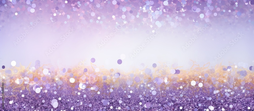 Aufkleber copy space image with a lilac festive background adorned with sequins featuring cheerful inscription