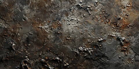 Surface covered in rocks, debris, and dirt. Weathered landscape concept