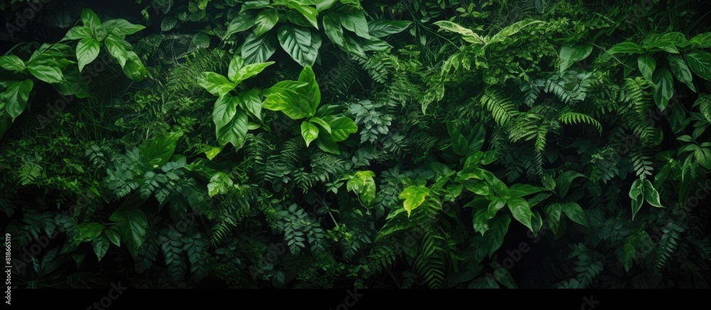 Poster jungle background with small green leaves providing ample copy space image