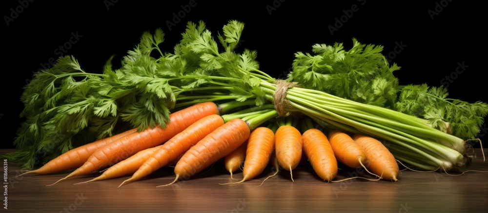 Poster a copy space image of organic carrots in various shapes grown at home seen in a close up view