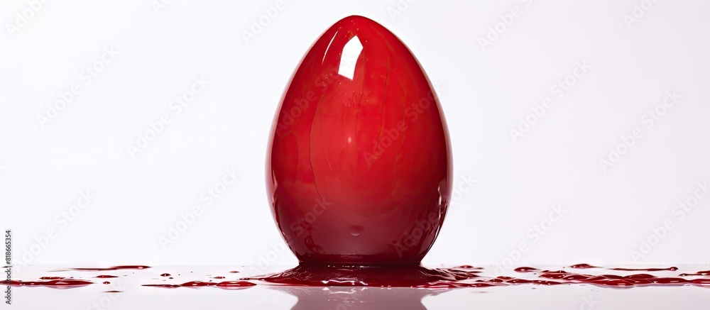 Poster isolated red easter egg shell on white background represents the symbolic resurrection and the blood