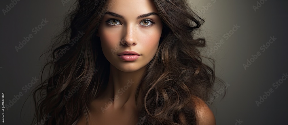 Aufkleber a captivating image of a brunette girl with an alluring aura posing for a stunning portrait plenty o