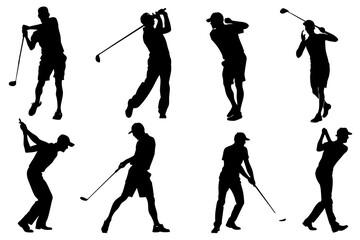 silhouettes collection Golf Player, set People playing golf.