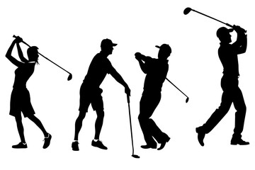 silhouettes collection Golf Player, set People playing golf.