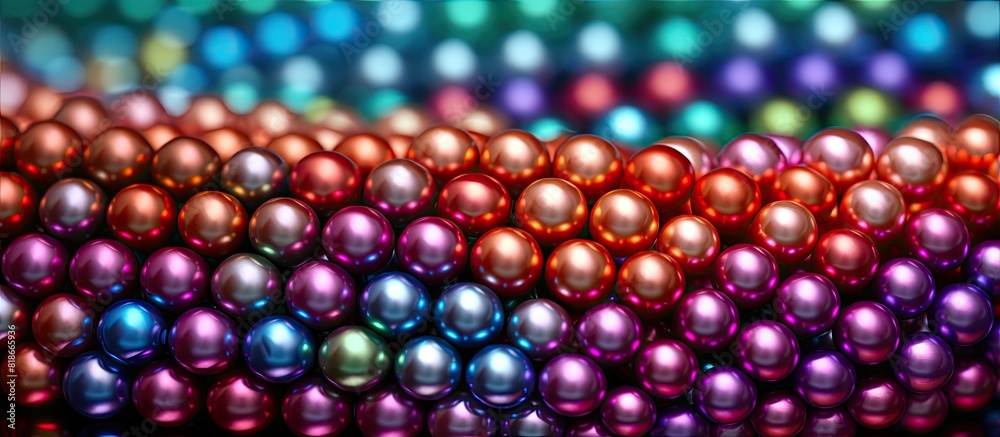 Fototapete The copy space image features a vibrant array of round beads with a multicolored background pattern