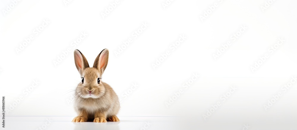 Poster an adorable young bunny is seen sitting on a crisp white background making for a cute easter and new