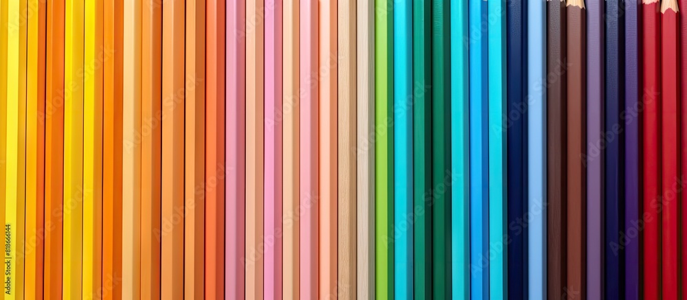 Poster Colored pencils arranged on a blank background creating an image with ample copy space 92 characters