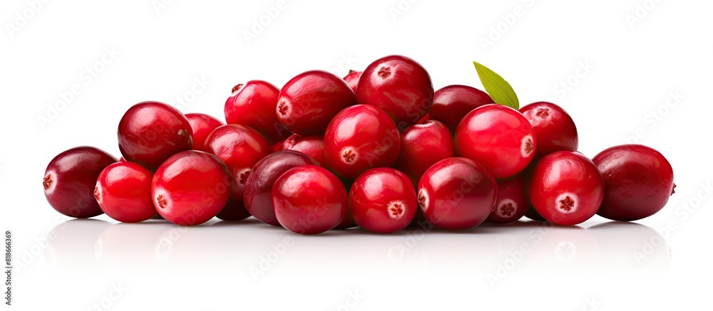 Aufkleber A macro view of ripe red cranberries from a top down perspective capturing the vibrant colors and textures of the cranberries in a copy space image
