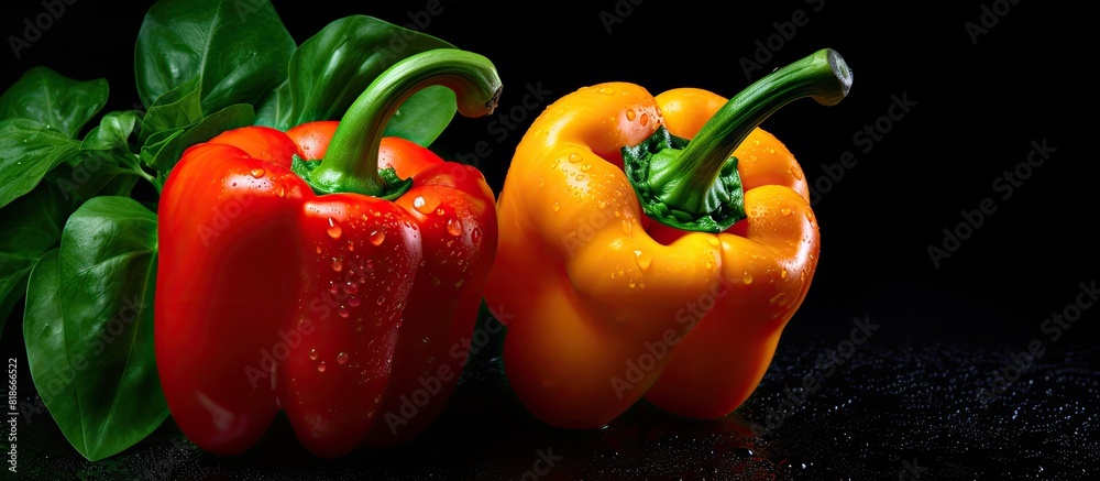 Poster A copy space image featuring bell peppers showcased against a dark background creating a low key ambiance