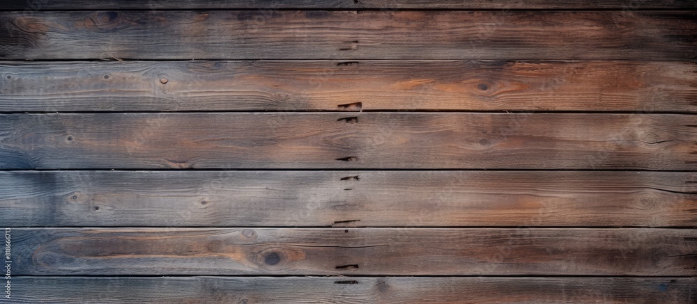 Aufkleber An aged wooden plank board serves as a textured surface for a backdrop. with copy space image. Place for adding text or design