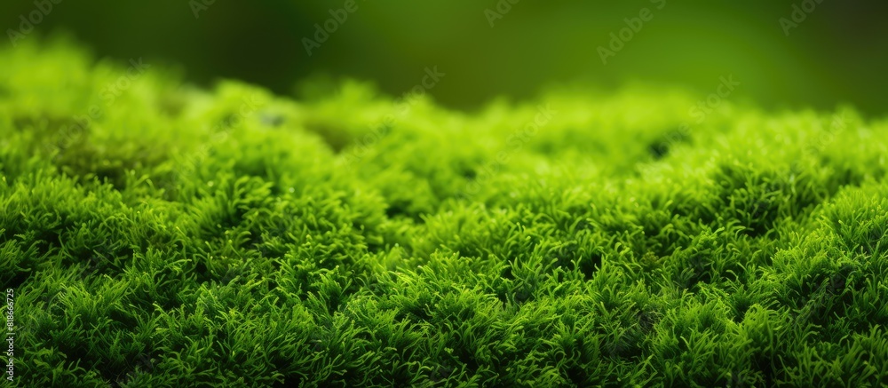 Poster Macro close up of a vibrant green moss carpet creating a stunning natural background with plenty of copy space for images