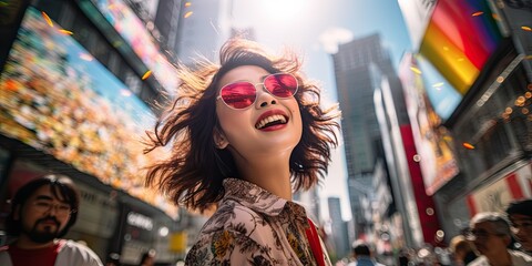 City Glamour: Radiant Smiles and Sunglasses