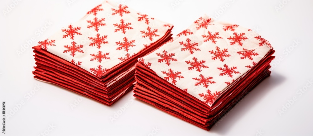 Aufkleber a copy space image of christmas napkins which are paper napkins placed separately on a white backgro