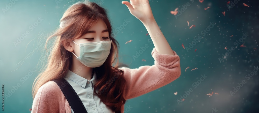 Poster a joyful young student happily removes her face mask in preparation for school creating a captivatin