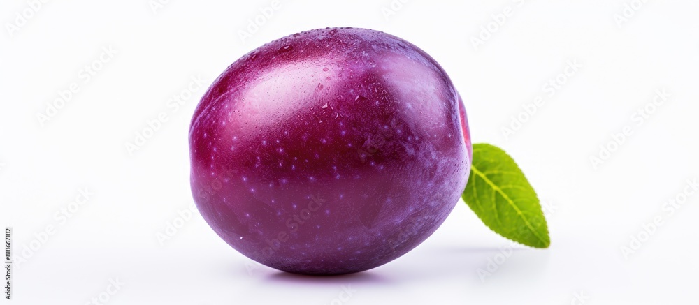 Aufkleber close up shot of a kernel less smooth skinned purple plum fruit isolated on a white background copy 