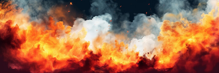 fire Smoke and Flames on white background