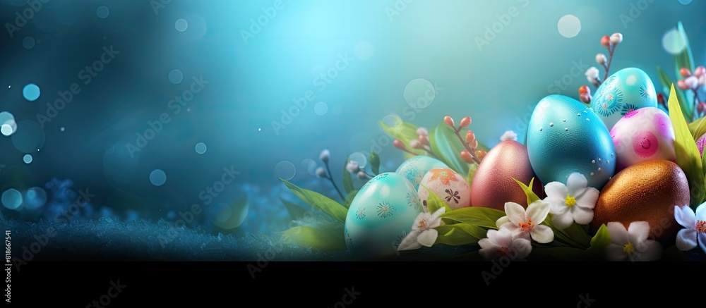 Poster Easter themed backdrop with space for inserting images. with copy space image. Place for adding text or design