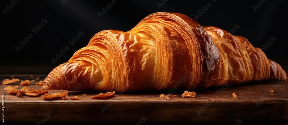 Poster The croissant pastry offers a unique texture that is both flaky and buttery It provides an ideal copy space for text placement