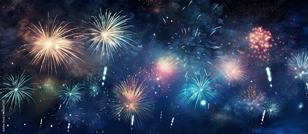Aufkleber A firework display at night creates an abstract background with ample space for adding text or other elements