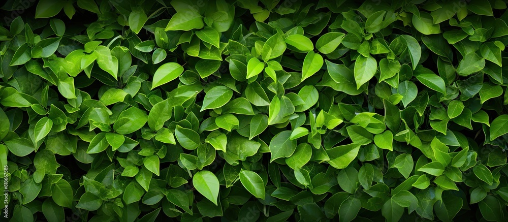 Poster a textured background of leaves creates a beautiful hedge with copy space image