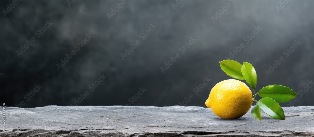 Aufkleber A copy space image of a fresh organic lemon resting on a rustic slate surface