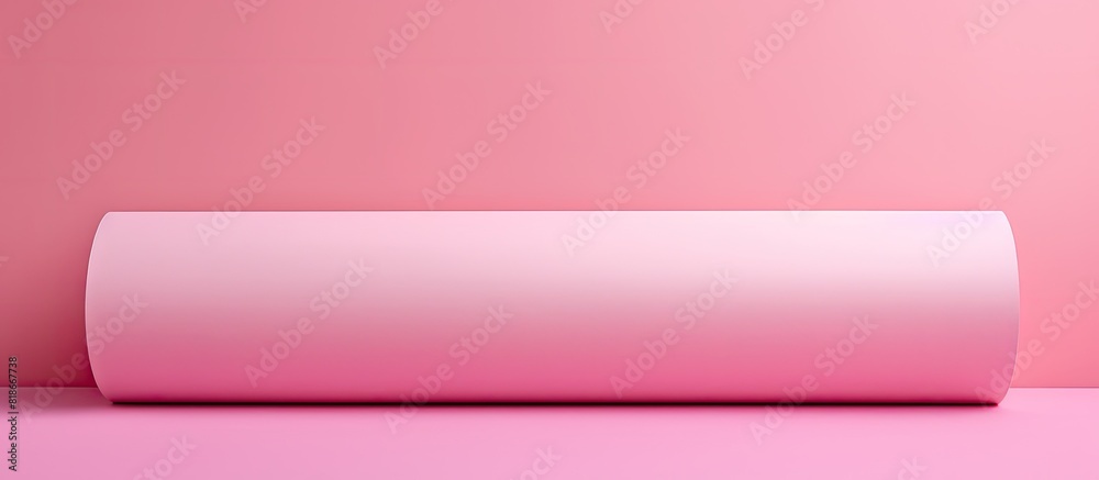 Poster Pink paper roll with a fold on a pink background creates a creative backdrop The image provides ample blank space for copying or adding text