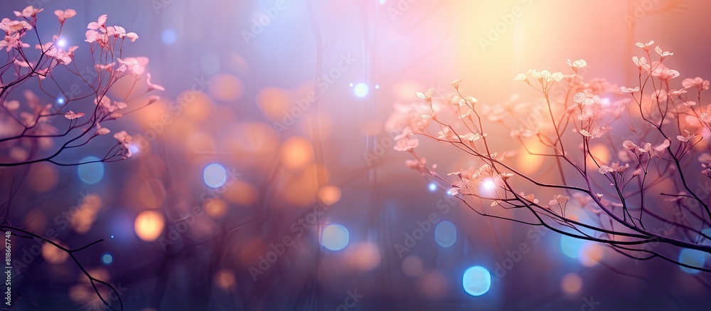 Aufkleber Nature showcasing a mesmerizing blend of blur and bokeh light creating a captivating and ethereal atmosphere in the surroundings Perfect for a copy space image