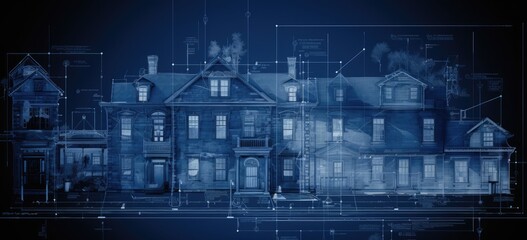 Fototapeta premium Blueprint of the Past: Detailed House Designs