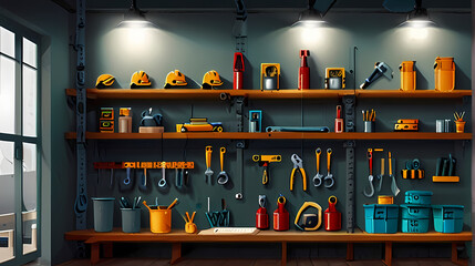 Workshop Tools shelf illustration background