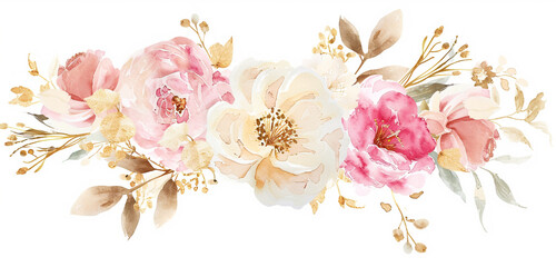 Contemporary bouquet pink, ivory & gold.