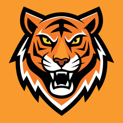 Tiger head illustration vector featuring a bold and dynamic tiger mascot for sport logo design, perfect for team branding and creating a fierce, competitive image.