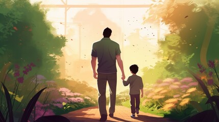 Parent and child at the garden 