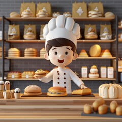 Bakery Chef front view culinary school theme Split-complementary color scheme