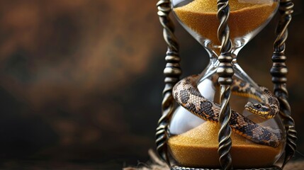 An hourglass with a serpent or snake circling it, symbolizing the cyclical nature of time and the eternal return - Killing time