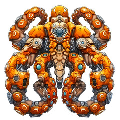 Modern octopus robot cartoon design. octopus cyborg cartoon character