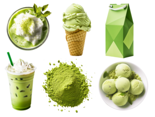 Matcha lover set on png background.