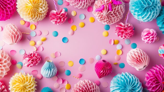 party accessories background. Invitation, birthday, bachelorette party, baby shower events