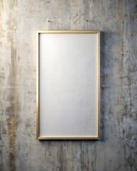 Blank framed poster on concrete wall