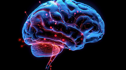 The human brain is the center of technological processing, integrated into a computer system. Brain - Computer Interface