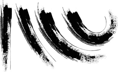 Set of Hand Drawn Grunge Brush Smears, Hand Drawn Grunge Brush vector, Vector Brush Stroke. Curved Dry Brush Stroke. Grunge Distress Textured Design Element. Black Painted Brush Stroke . Used As Banne