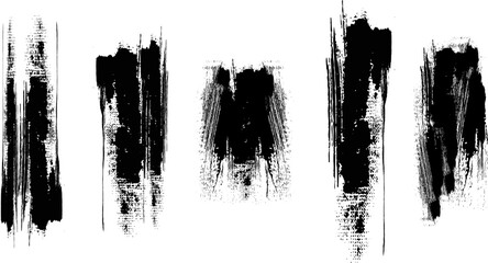 Vector grungy paint brush strokes collection. Calligraphy straight smears, stamp, lines. Hand drawn ink illustration isolated on white background. Vector black paint, ink brush stroke, line or texture