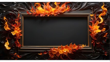 vibrant, flaming frame with a genuine black backdrop image