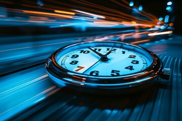 Close-up of a vintage pocket watch with motion blur effect, symbolizing the passage of time.