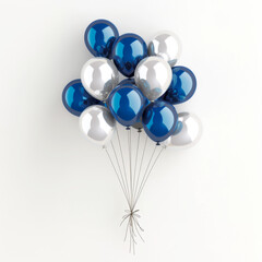 Elegant Father's Day card mockup with blue and silver balloons on a white background