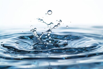 Close-up of water splash creating ripples on a calm surface. Captures movement and fluid dynamics in high detail with crisp clarity.