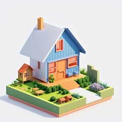 3D rendering illustration of a minimalist and modern house building architectural design