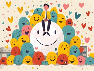 Obraz premium Upbeat Professional Embracing Bright Company Culture