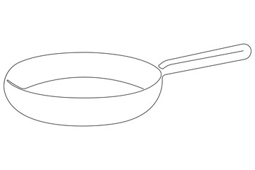 Frying pan continuous one line art drawing of outline vector illustration concept